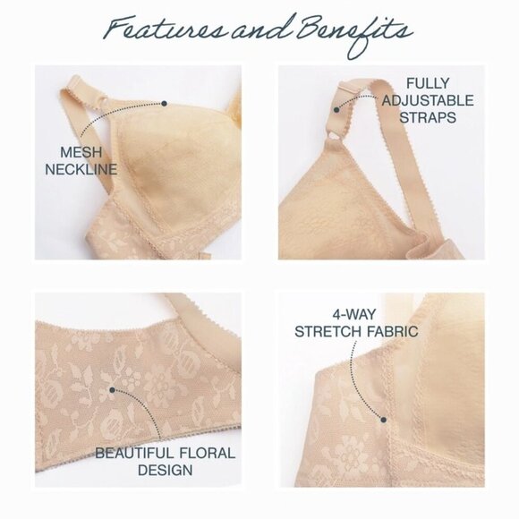 NWT Playtex 18 Hour Sensational Support Wireless Full-Coverage Bra in White - Picture 5 of 6